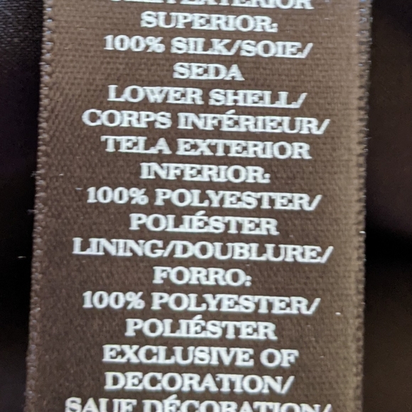 Ann Taylor Silk Chiffon Black Tie Dress with beautiful flock detailing- Size 10P - Picture 9 of 10